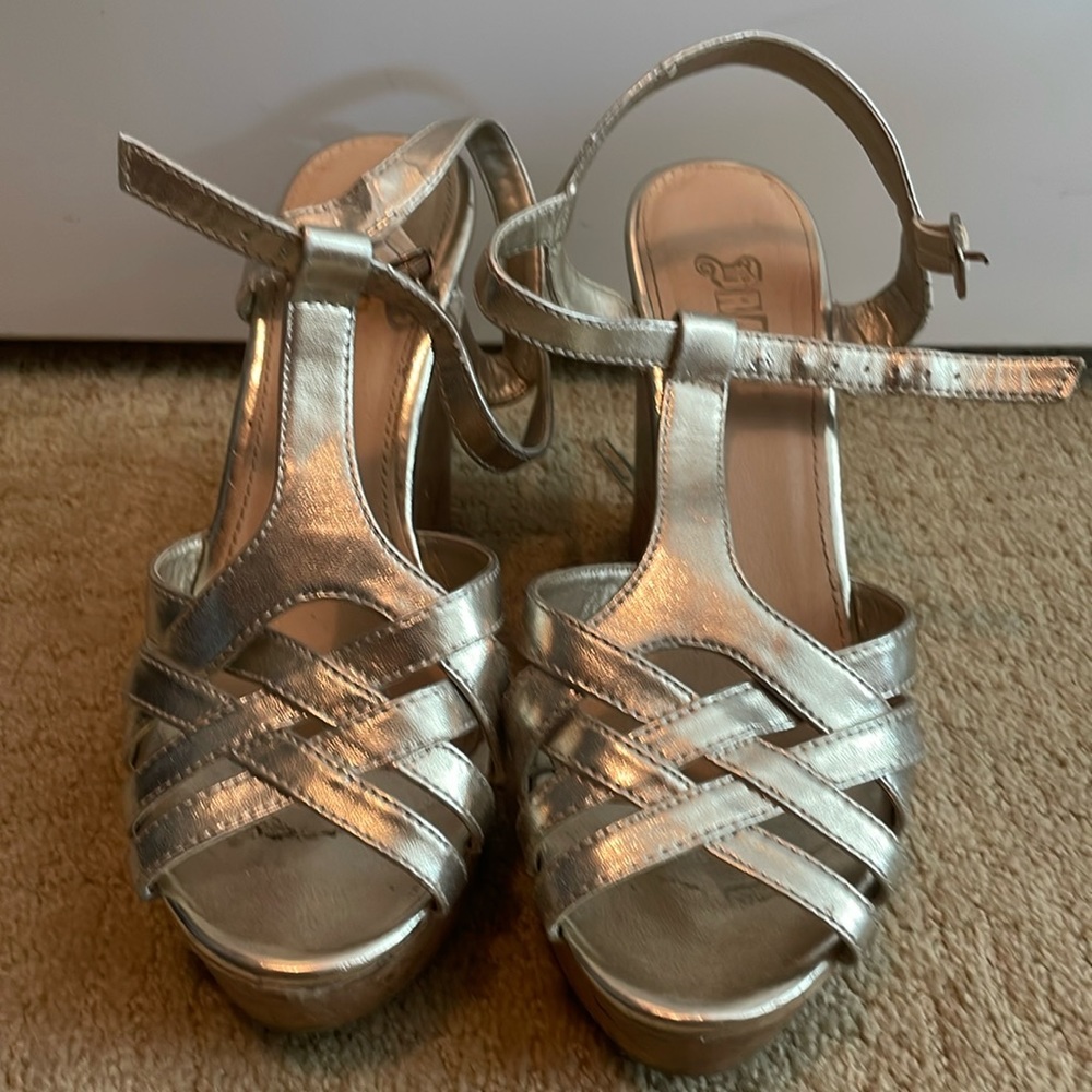 Metallic Gold Wedge Heel